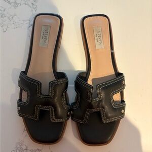 Steve Madden Black Slide Sandals